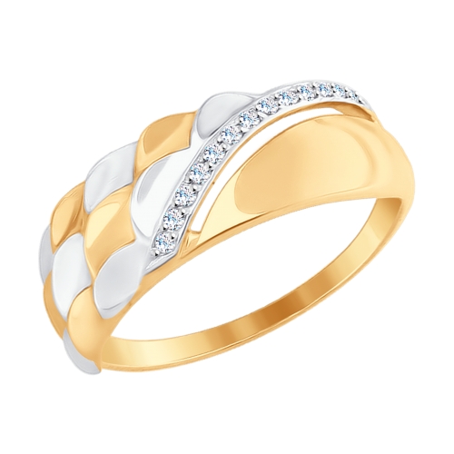 Кольцо, золото, фианит, 017671